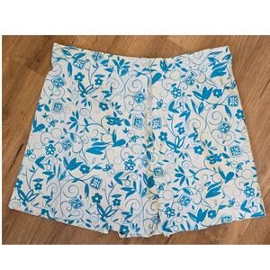 Allyson Whitmore Golf Skort Sz 14P Blue & White Floral Built in Shorts 2 Pockets